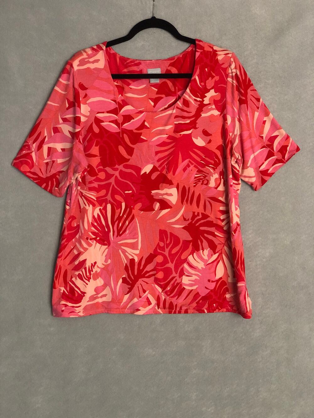Chico's Short Sleeve Top Topical Print Women's 3 (XL)